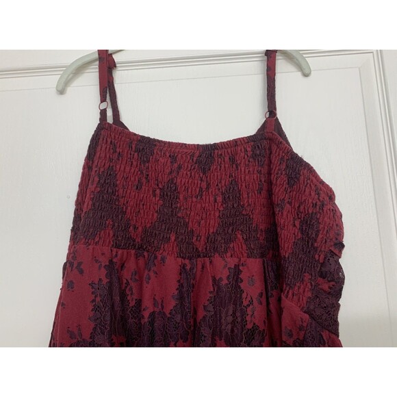Torrid Red Black Smocked Floral Lace Tiered Midi Dress Whimsigoth Romantic 3X - Picture 10 of 12